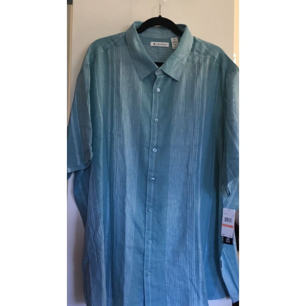 Cubavera_Linen blend_3X_Light Blue Men's Shirt_NWT
